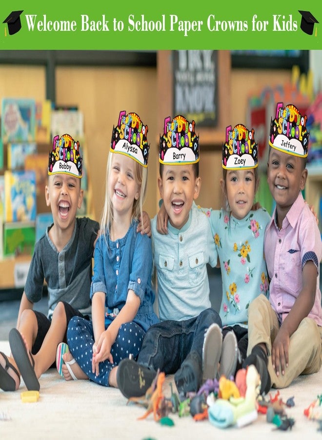 SICOHOME First Day of School Paper Crowns Decorations 24pcs Adjustable Paper Hats Students Back to School Supplies for Kids - Image 2