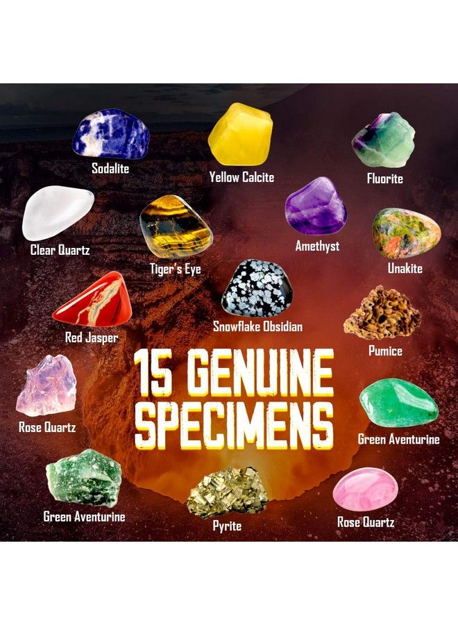 XX Toys Kids Rocks Collection 15Piece Rock Collections For Kids Cool Geology Gem Kit With Identification Sheet Gemstones Set Box With Learning Guide And Storage Case Educational Gift For Kids - Image 4