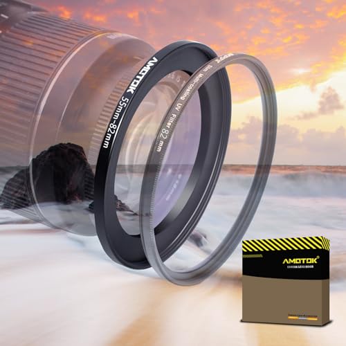 AMOTOK 55mm Lens to 82mm Camera Lens Adapter,55mm to 82mm Filter Step-up Ring Adapter Ring,Compatible All 82mm Filter Accessory - Image 1