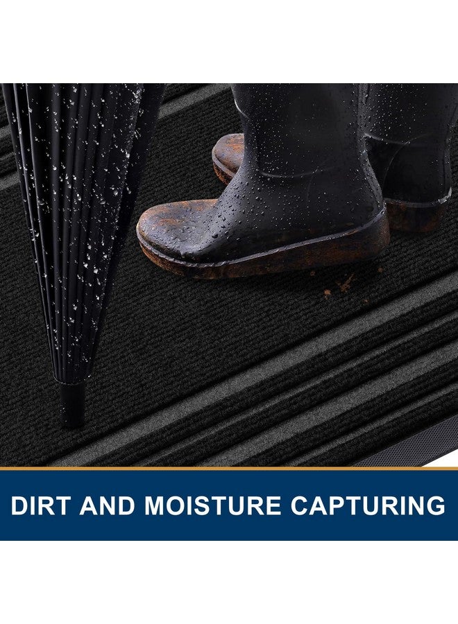 Buganda Front Door Mat Indoor Outdoor Entrance, Non-Slip Natural Rubber Doormats, Easy Clean, Low Profile, Dirt Trapper Entryway Floor Mats for Outside, Garages and Patios, 29.5x17, Black - Image 2