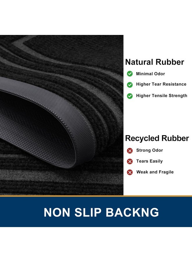 Buganda Front Door Mat Indoor Outdoor Entrance, Non-Slip Natural Rubber Doormats, Easy Clean, Low Profile, Dirt Trapper Entryway Floor Mats for Outside, Garages and Patios, 29.5x17, Black - Image 4