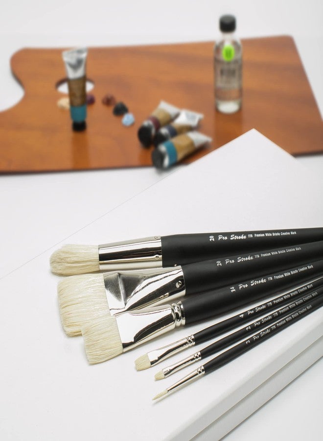 Creative Mark Pro Stroke Premium White Chungking Hog Bristle Artist Paint Brush - Bright Set of 5 - Natural Bristle Brush w/Great Control Suitable for Oils, Watercolors, Acrylics, Alkyds, Caseins - Image 5