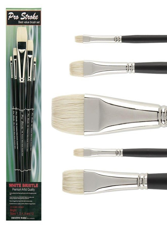 Creative Mark Pro Stroke Premium White Chungking Hog Bristle Artist Paint Brush - Bright Set of 5 - Natural Bristle Brush w/Great Control Suitable for Oils, Watercolors, Acrylics, Alkyds, Caseins - Image 2