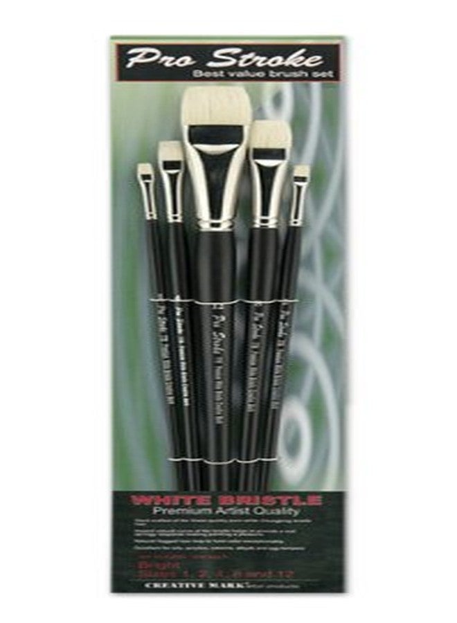 Creative Mark Pro Stroke Premium White Chungking Hog Bristle Artist Paint Brush - Bright Set of 5 - Natural Bristle Brush w/Great Control Suitable for Oils, Watercolors, Acrylics, Alkyds, Caseins - Image 1