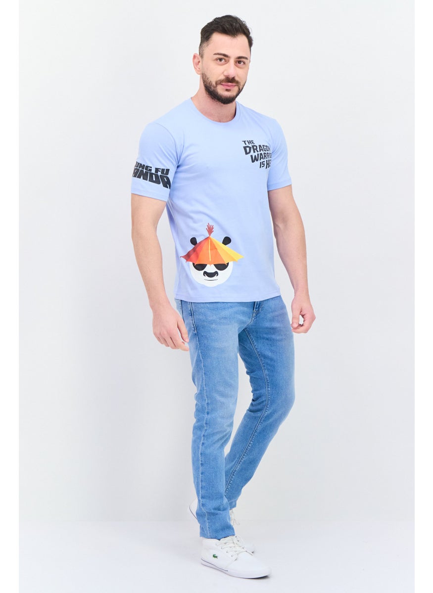Kung Fu Panda - Men Round Neck Short Sleeve Graphic Print T-Shirt, Blue Combo - Image 1