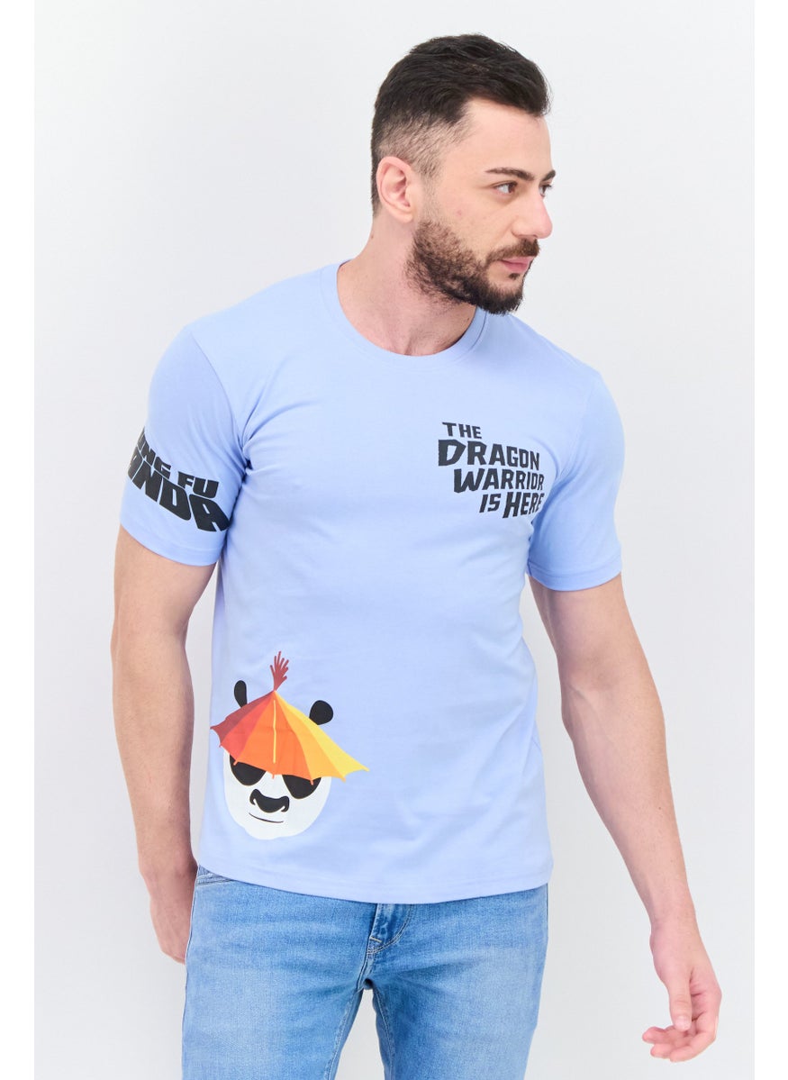 Kung Fu Panda - Men Round Neck Short Sleeve Graphic Print T-Shirt, Blue Combo - Image 1