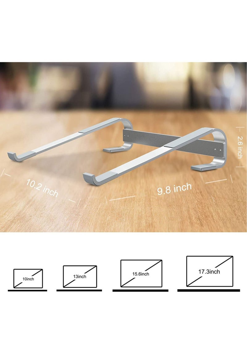 Captaintech Laptop Stand for Desk Computer Ventilated Ergonomic Aluminum Notebook Macbook Air Pro Dell Xps Hp 11 14 15.6 17.3 Inch Work from Home Silver - Image 1