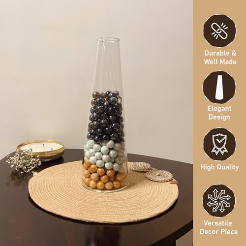 LABZIO Home Glass Vase for Flowers & Plants (Transparent, 30 cm X 10 cm) - Living Room Glass Vase Pot for Water Plants Home Decor Dining Table Decoration Bedroom Hall Aesthetic House Warming Gift - Image 4