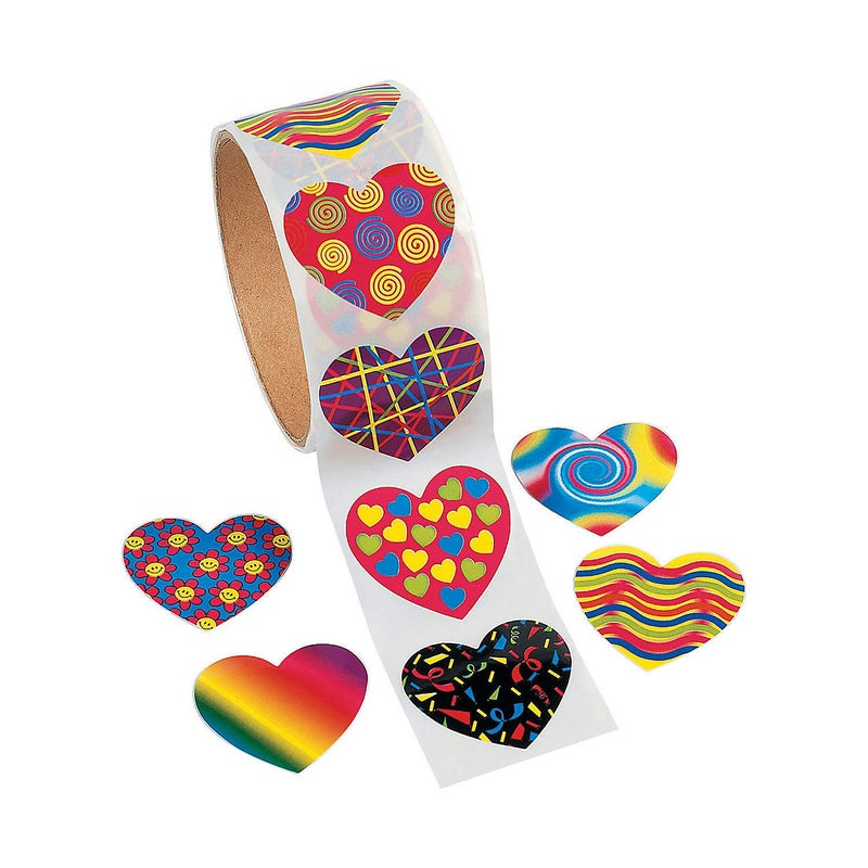 Fun Express Funky Heart Stickers (100pc) Valentine's Day, Stationery, Party Favor Supplies - Image 4