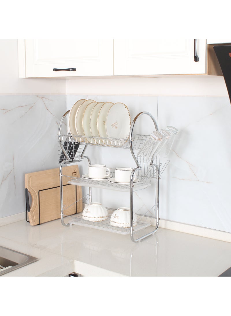 Sweet Home 3 Tier Dish Drying Rack, Anti-Rust Sink Drainer Rack for Kitchen Countertop Stainless Steel Large Dish Drying Rack with Drainboard Set - Image 2