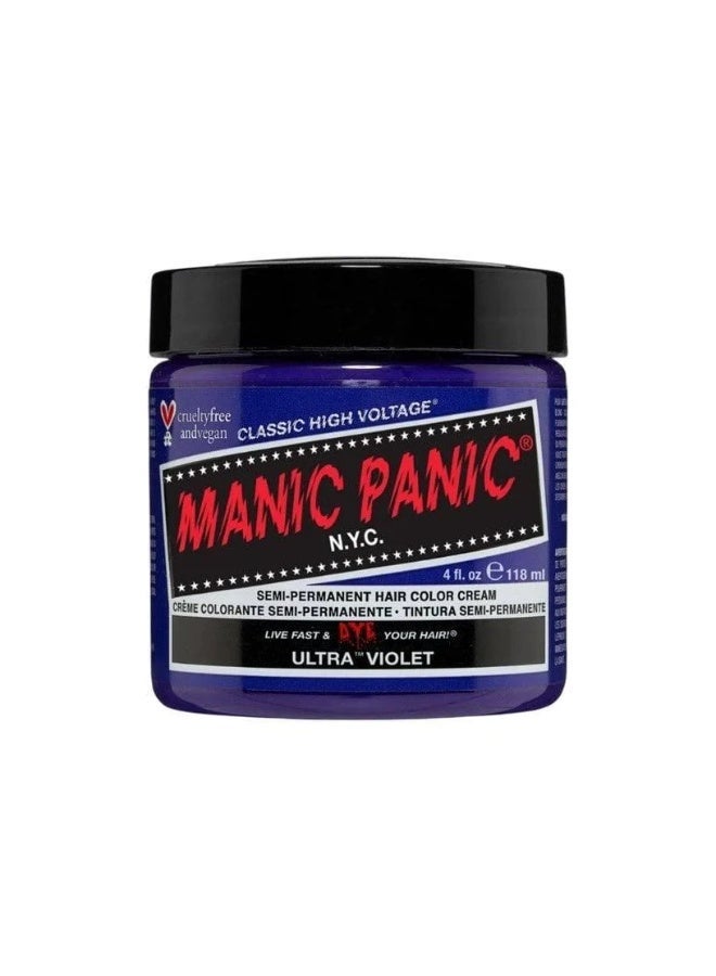 مانيك بانيك كريم صبغة الشعر شبه الدائمة "مانيك بانيك كلاسيك هاي فولتج" (Manic Panic Classic High Voltage) - لون "ألترا فيوليت" (Ultra Violet) - 118 مل - Image 1