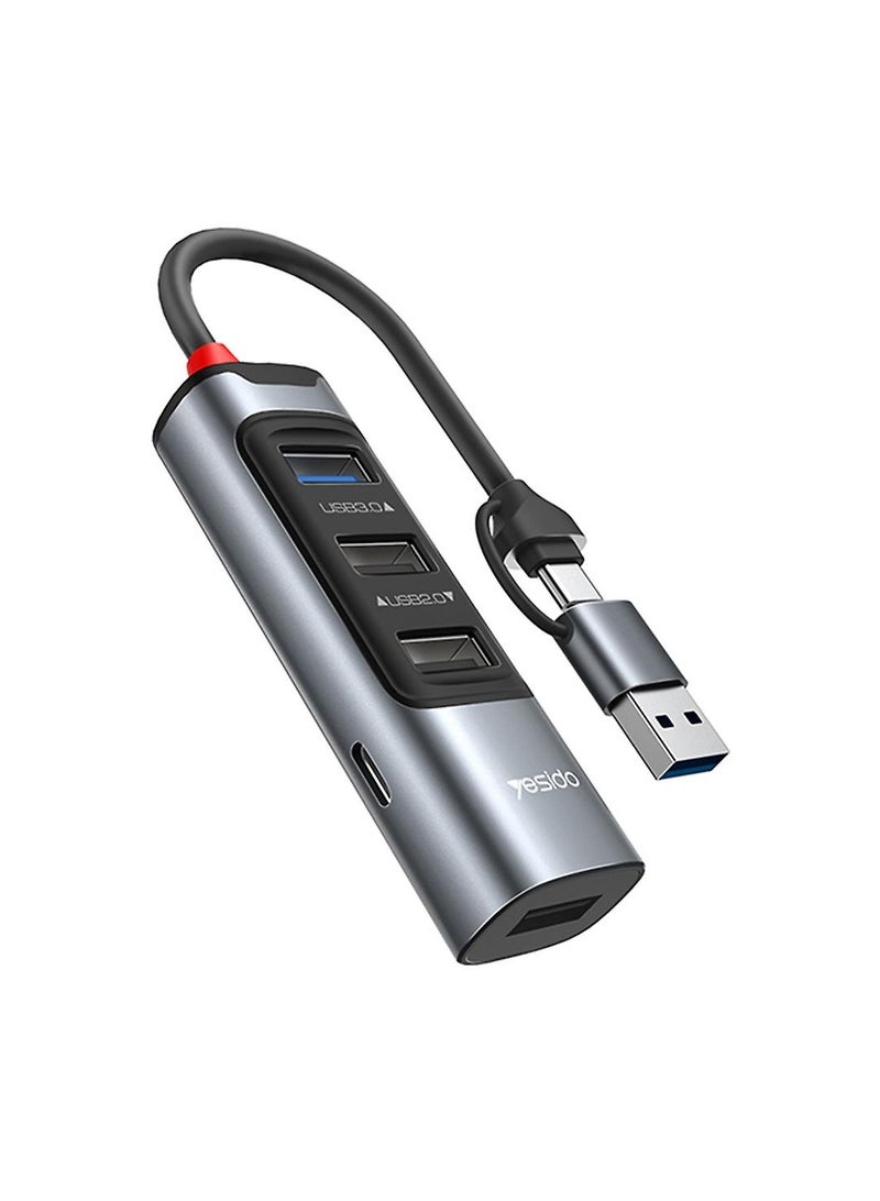 Yesido 5-in-1 Docking Station Multi Port Type-C Hub Adapter, USB C Hub Adapter Converter with USB 3.0 + 3xUSB 2.0 + PD 100W USB-C Ports - Image 1