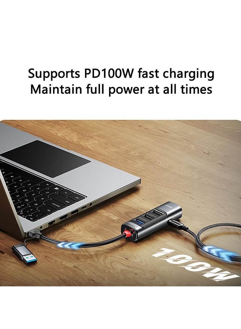 Yesido 5-in-1 Docking Station Multi Port Type-C Hub Adapter, USB C Hub Adapter Converter with USB 3.0 + 3xUSB 2.0 + PD 100W USB-C Ports - Image 3