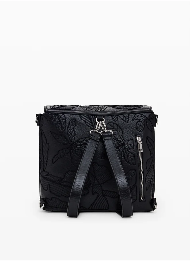 DESIGUAL 2-IN-1 EMBROIDERED BACKPACK