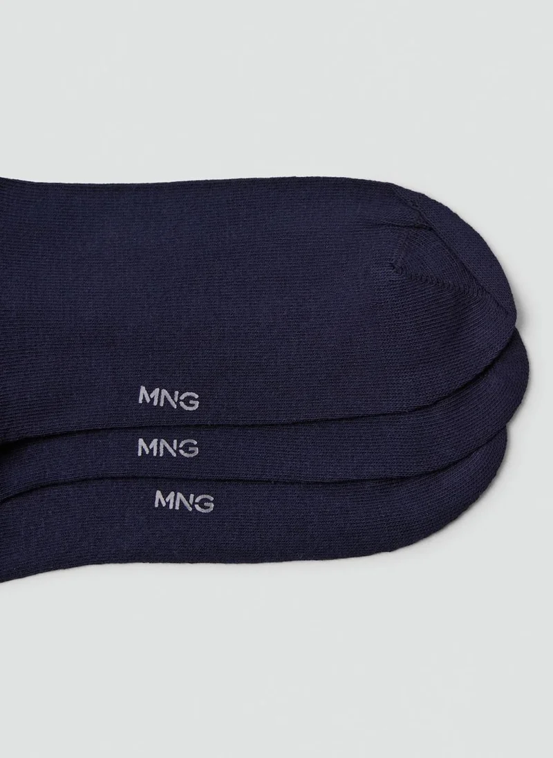 Mango Man 56-NAVY 3-Pack Long Cotton Socks for Men | Best Price UAE