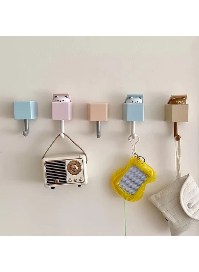 Blue Cat Wall Hooks Strong Adhesive No Drill Wall Mounted Space Saving Holds Keys Coats Bags Toys - Image 2