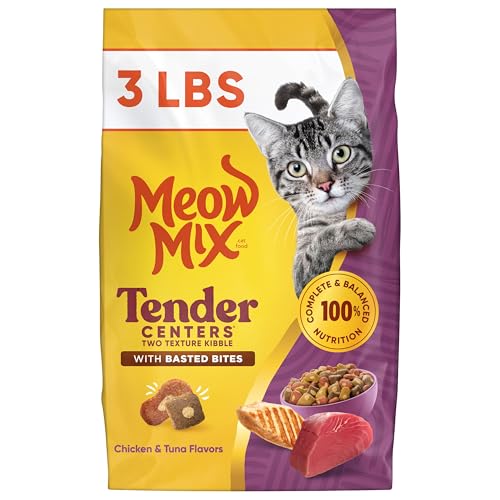 Meow Mix Tender Centers Basted Bites Chicken and Tuna Flavor, 3 Pound, Crunchy Outside Meaty Inside - Image 1