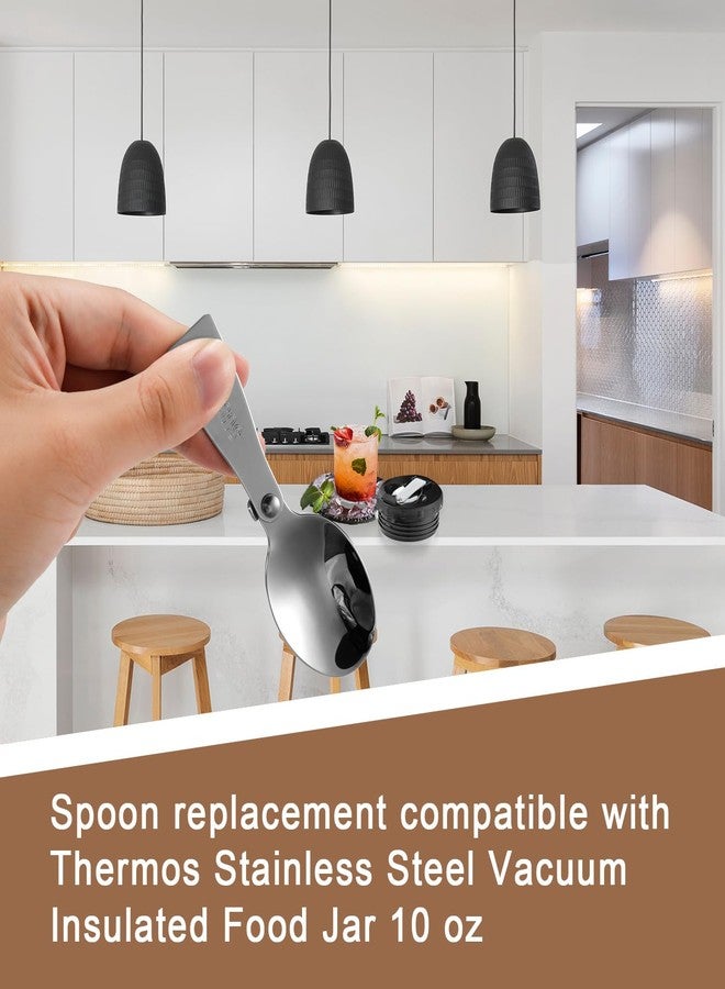 lasuroa 3pcs Replacement Spoon for Thermos, Foldable Spoon Portable Stainless Steel Spoon for Outdoors Travel Replacement Parts Compatible with Thermos Funtainer 10oz Food Jar - Image 3