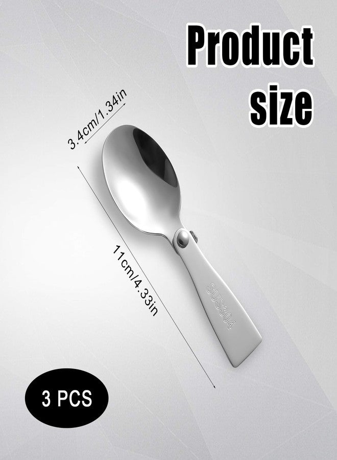 lasuroa 3pcs Replacement Spoon for Thermos, Foldable Spoon Portable Stainless Steel Spoon for Outdoors Travel Replacement Parts Compatible with Thermos Funtainer 10oz Food Jar - Image 2