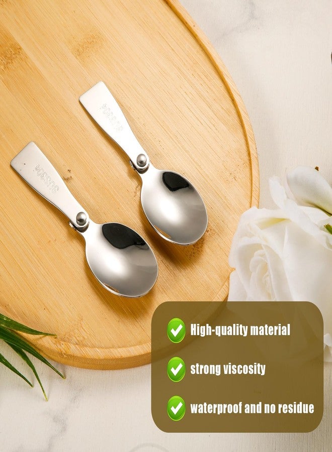 lasuroa 3pcs Replacement Spoon for Thermos, Foldable Spoon Portable Stainless Steel Spoon for Outdoors Travel Replacement Parts Compatible with Thermos Funtainer 10oz Food Jar - Image 4