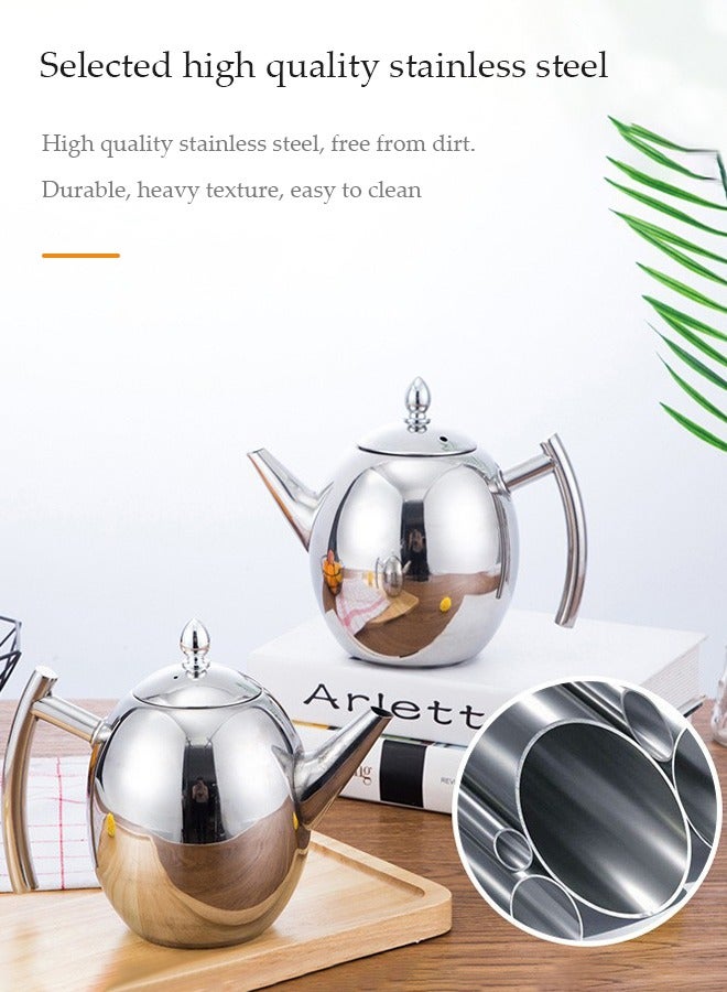 DUNISO 1.5L tea pot,Pot Metal Tea Kettle with Coffee Boiling Camping Gas Stove Thicken Water Kettle Heater Tea Strainer Cold Water Bottle Stainless Steel,gold - Image 2