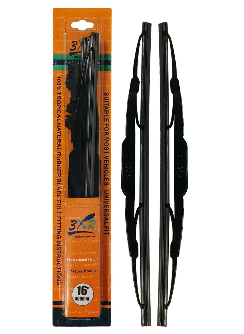 3XR Car Wiper Blades 16" 400mm Professional Grade 2 Pcs Set Universal Car Wiper Blades  - Image 1