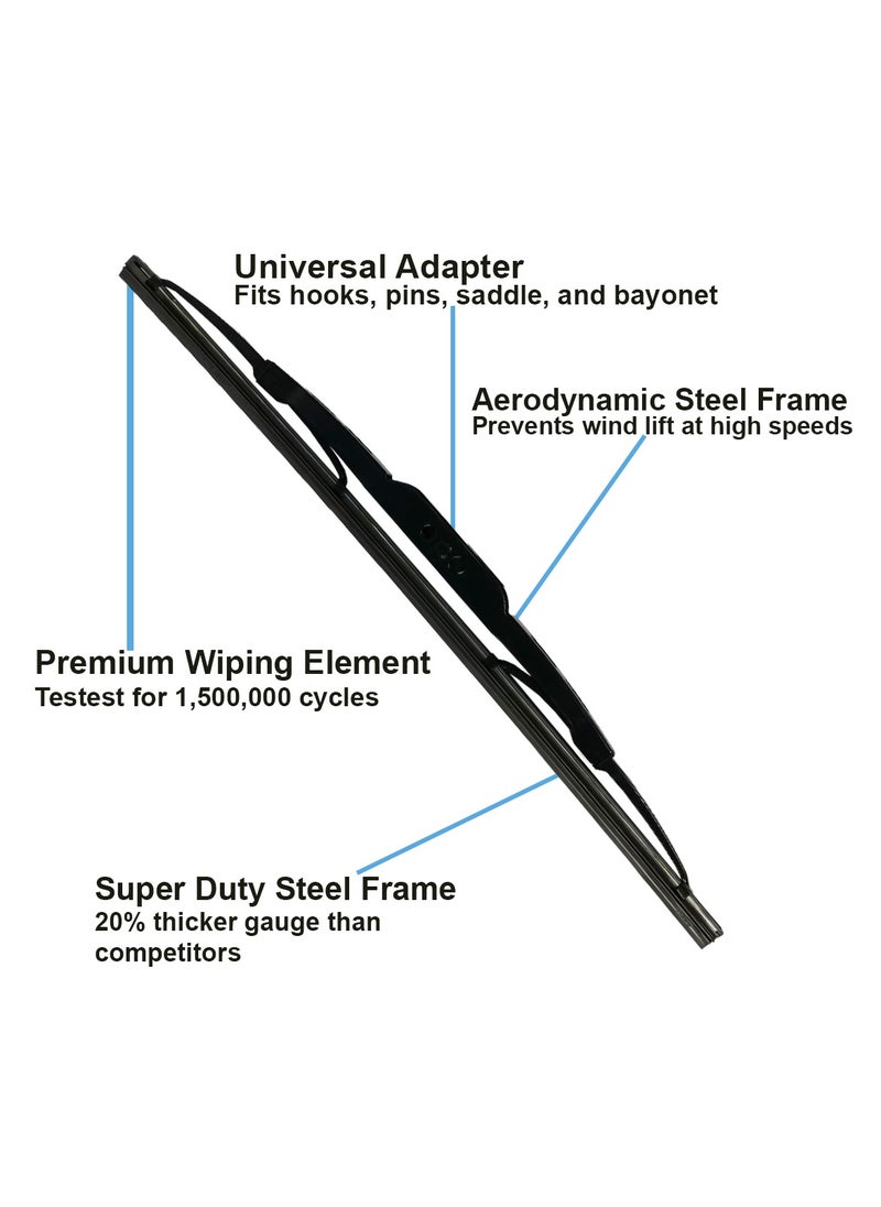 3XR Car Wiper Blades 16" 400mm Professional Grade 2 Pcs Set Universal Car Wiper Blades  - Image 5