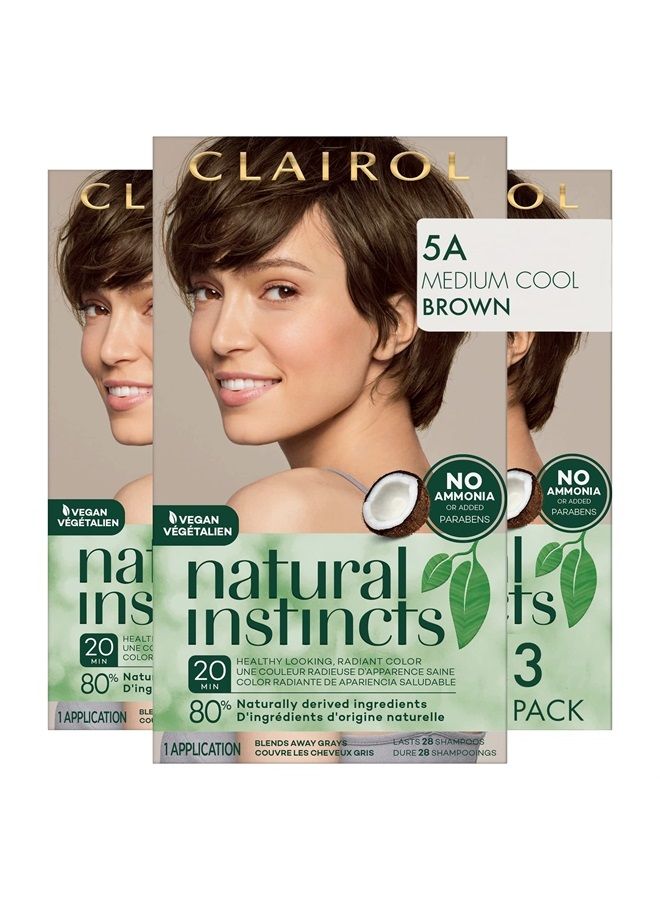 CLAIROL صبغة شعر دائمة شبه طبيعية، 5A بني بارد متوسط، 1 عد (عبوة من 3) - Image 1