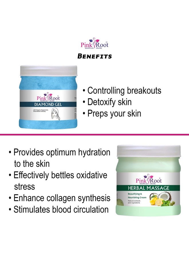 Pink Root - Pink Root Diamond Gel 500gm with Herbal Massage Cream 500gm - Image 1