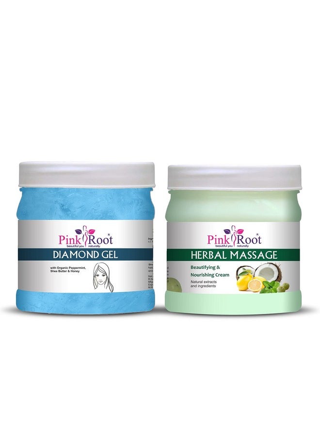 Pink Root - Pink Root Diamond Gel 500gm with Herbal Massage Cream 500gm - Image 1