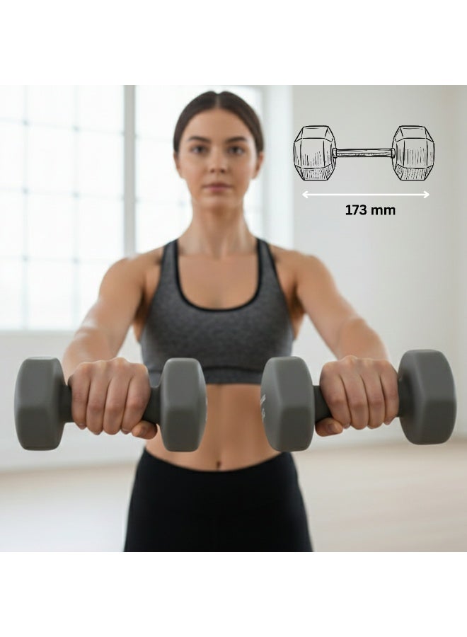 بلا نهاية أوزان دمبل ثابتة إندلس مطلية بالنيوبيرين زوج 5 كجم (2×11 رطل) | أوزان يد بقبضة مانعة للانزلاق | دمبل حديد مغلف بالفاينيل للتمارين المنزلية للرجال والنساء - Image 5