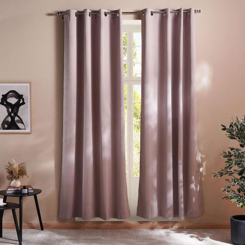 Pan Home طقم ستائر روميكاس الأسود 2 قطعة 135X300 سم - رمادي