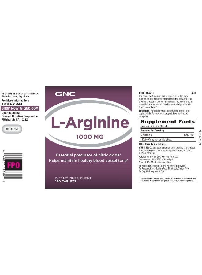 GNC L-Arginine Nutritional Supplement 1000Mg - Image 3