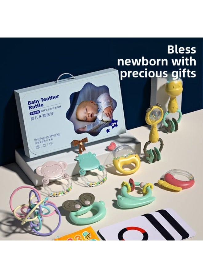 Baby Toys 0-1 Year Old Newborn Gift Baby Full Moon Gift Meeting Gift Box Supplies Educational Early Education 3 To 6 Months-color:Luxurious [10-piece Set] Boiled Rattle + Soothing Gift Package (preferred For Gift Giving - High Temperature Water Available  - Image 3