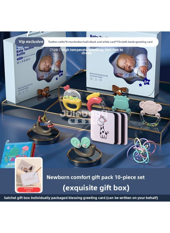 Baby Toys 0-1 Year Old Newborn Gift Baby Full Moon Gift Meeting Gift Box Supplies Educational Early Education 3 To 6 Months-color:Luxurious [10-piece Set] Boiled Rattle + Soothing Gift Package (preferred For Gift Giving - High Temperature Water Available  - Image 1