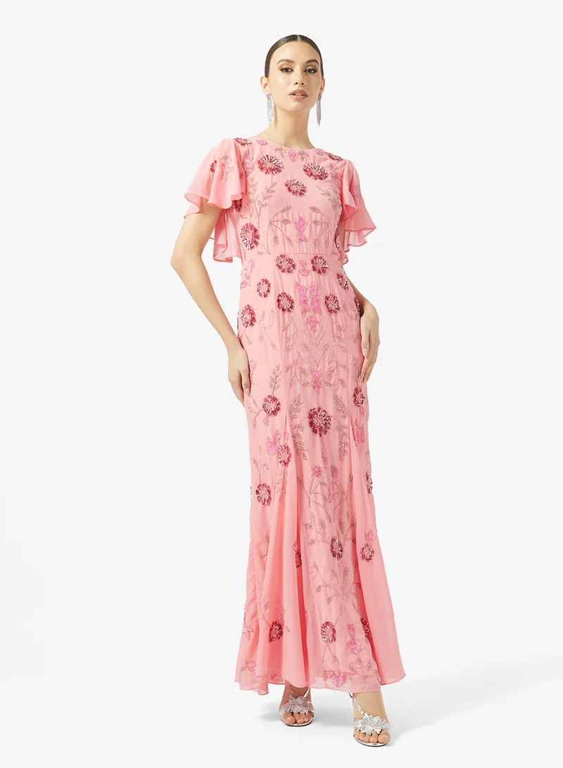 Printed Short Sleeve Maxi Dress