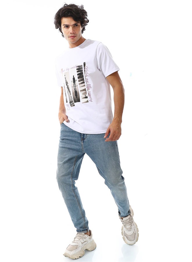 Andora Printed White Comfy T-Shirt_White - Image 1