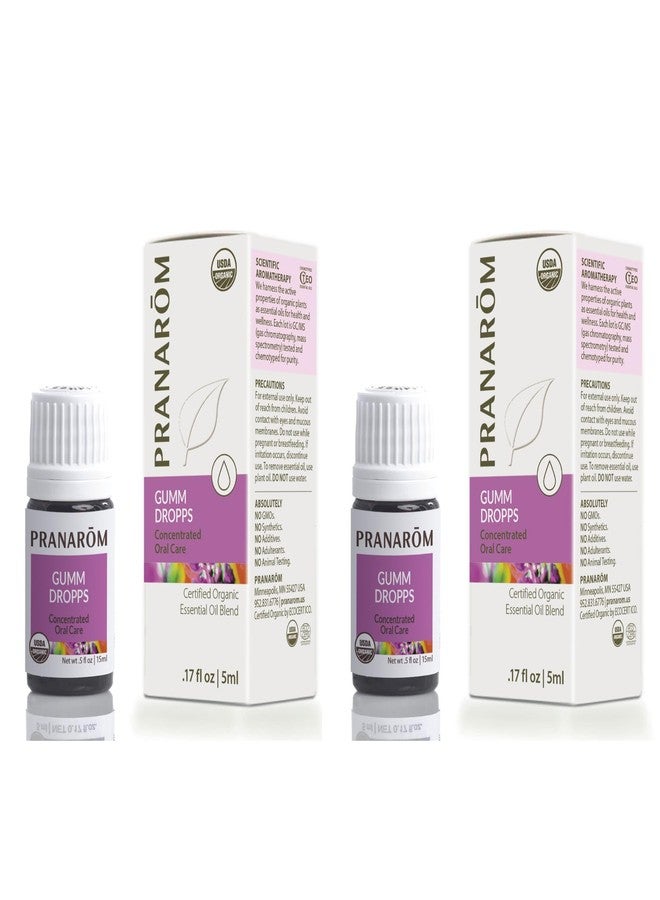 Pranarom - Gumm Dropps Essential Oil for Teeth & Gums, Natural for Oral Care, Pure & Organic Essential Oils (Peppermint, Thyme, Clove, Lemon, & Cinnamon, 2 Pack of 5ml - Image 1