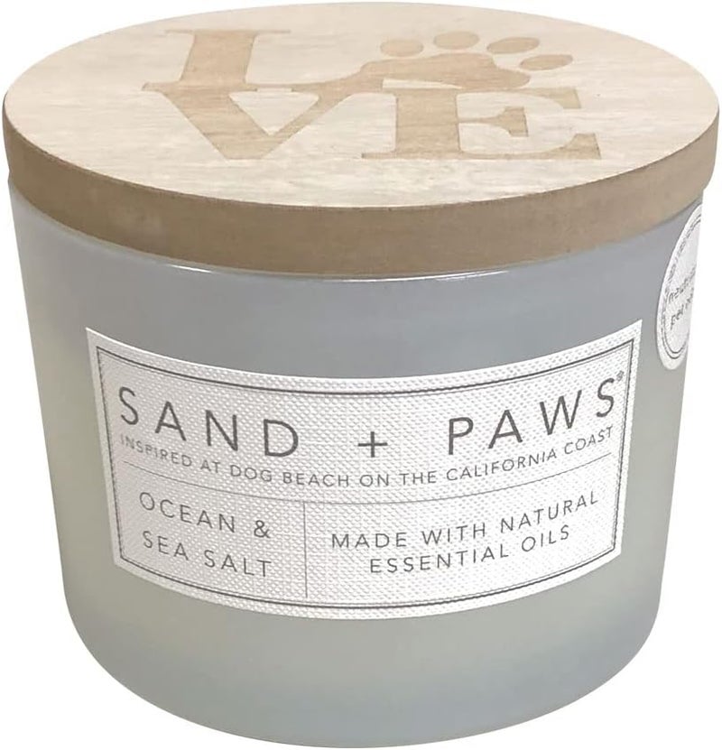 Sand + Fog Sand + Paws Scented Candle - Ocean & Sea Salt - Additional Scents and Sizes –Luxurious Air Freshening Jar Candles Neutralize pet Odors and Enhance Home décor – 100% Cotton Lead-Free Wicks - 12 oz - Image 1