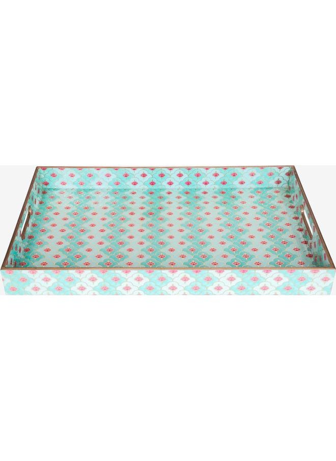 Alsaif Wooden Serving Topper 2 X 12 X 20 Cm Rectangular Engraved Light Green  - Image 1