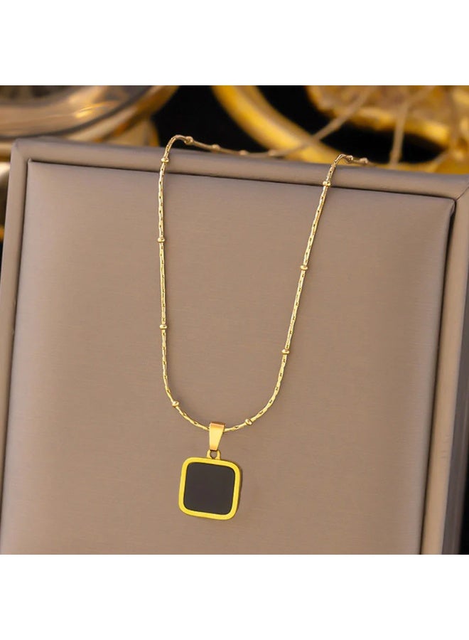 Osluxe Gold Plated Anti-Tarnish Black Geometric Pendant – OSL-92 - Image 5