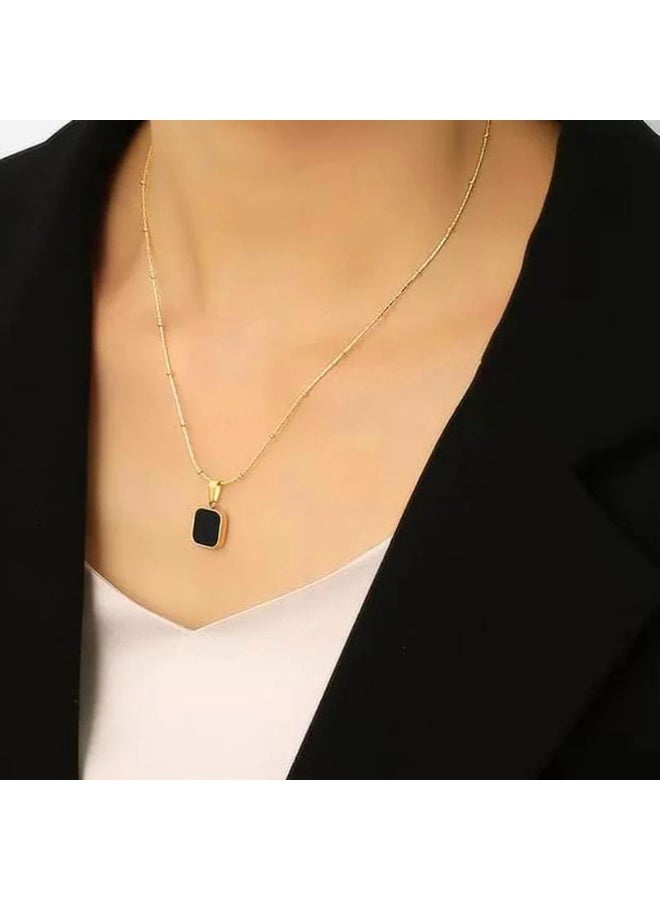 Osluxe Gold Plated Anti-Tarnish Black Geometric Pendant – OSL-92 - Image 3