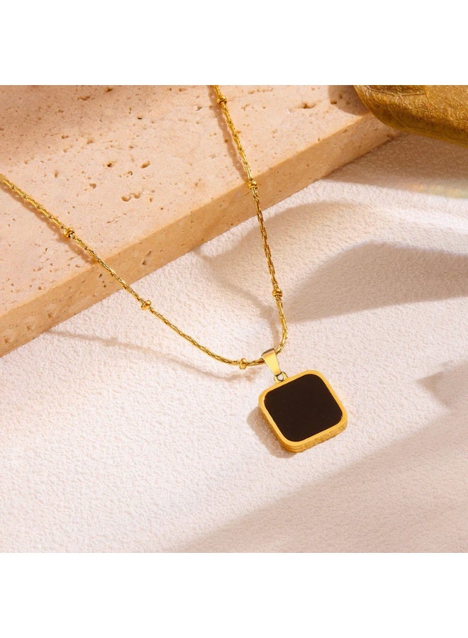 Osluxe Gold Plated Anti-Tarnish Black Geometric Pendant – OSL-92 - Image 2