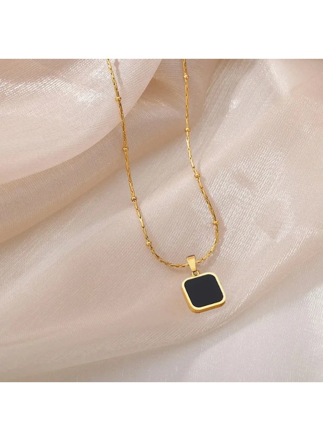 Osluxe Gold Plated Anti-Tarnish Black Geometric Pendant – OSL-92 - Image 4