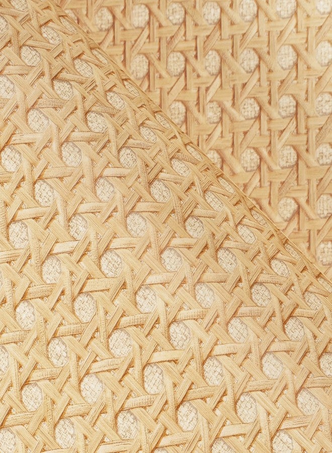 FunStick Brown Rattan Wallpaper Peel and Stick Faux Textured Cane Webbing Brown Rattan Contact Paper for Cabinets Furniture Waterproof Boho Weave Self Adhesive Wall Paper for Bedroom Walls 12"x200" - Image 1