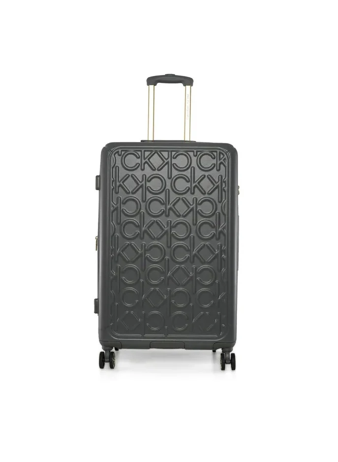 CALVIN KLEIN Big Monogram Hardside Spinner Luggage On Wheels, Ultra Lightweight ABS, 4 Double Wheels Color GREY