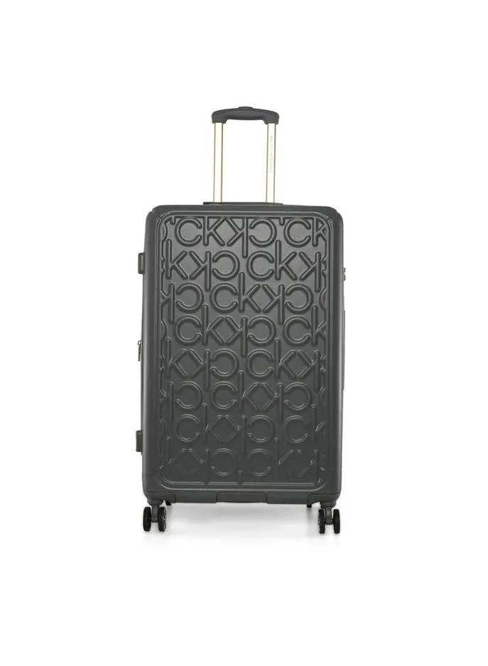 CALVIN KLEIN Big Monogram Hardside Spinner Luggage On Wheels, Ultra Lightweight ABS, 4 Double Wheels Color GREY