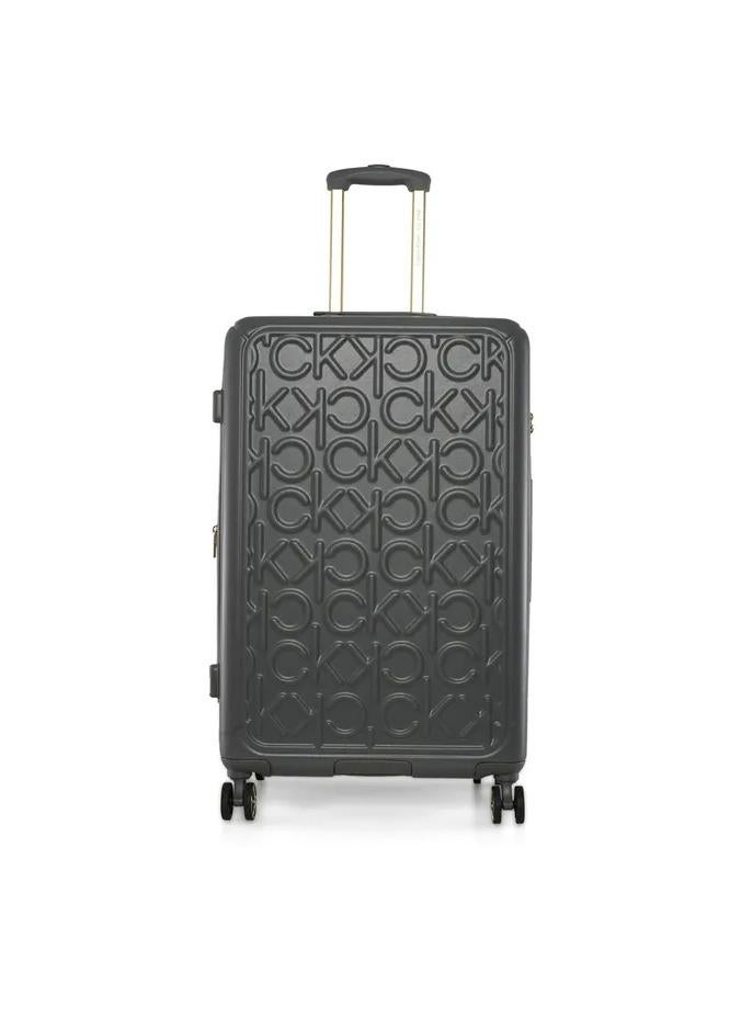 CALVIN KLEIN Big Monogram Hardside Spinner Luggage On Wheels, Ultra Lightweight ABS, 4 Double Wheels Color GREY - Image 1
