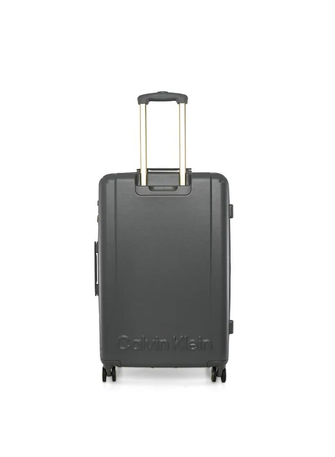 CALVIN KLEIN Big Monogram Hardside Spinner Luggage On Wheels, Ultra Lightweight ABS, 4 Double Wheels Color GREY - Image 2