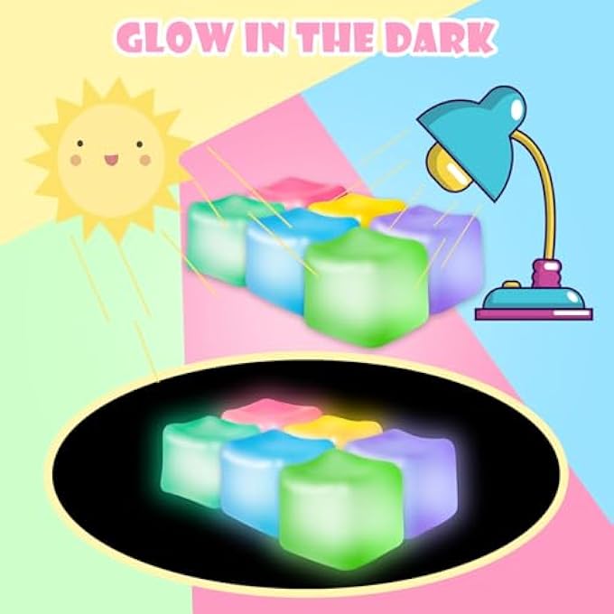JANESVISSY Fidget Squishy Toys Glow in The Dark,Stress Cube Toys,Nice Slow Rise Squeeze Toy,Ice Cube Toys,Sensory Autism & ADHD Toys,Cool Stuff,Stocking Stuffers for Kids and Adults 2Pcs (Green+Yellow) - Image 4